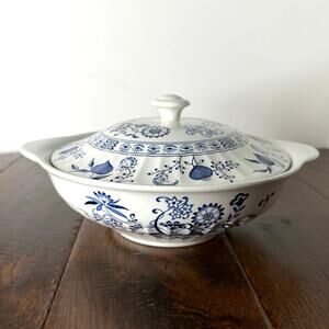 Vintage J&G Meakin Blue Nordic Tureen with Lid | Blue & White Serving Bowl